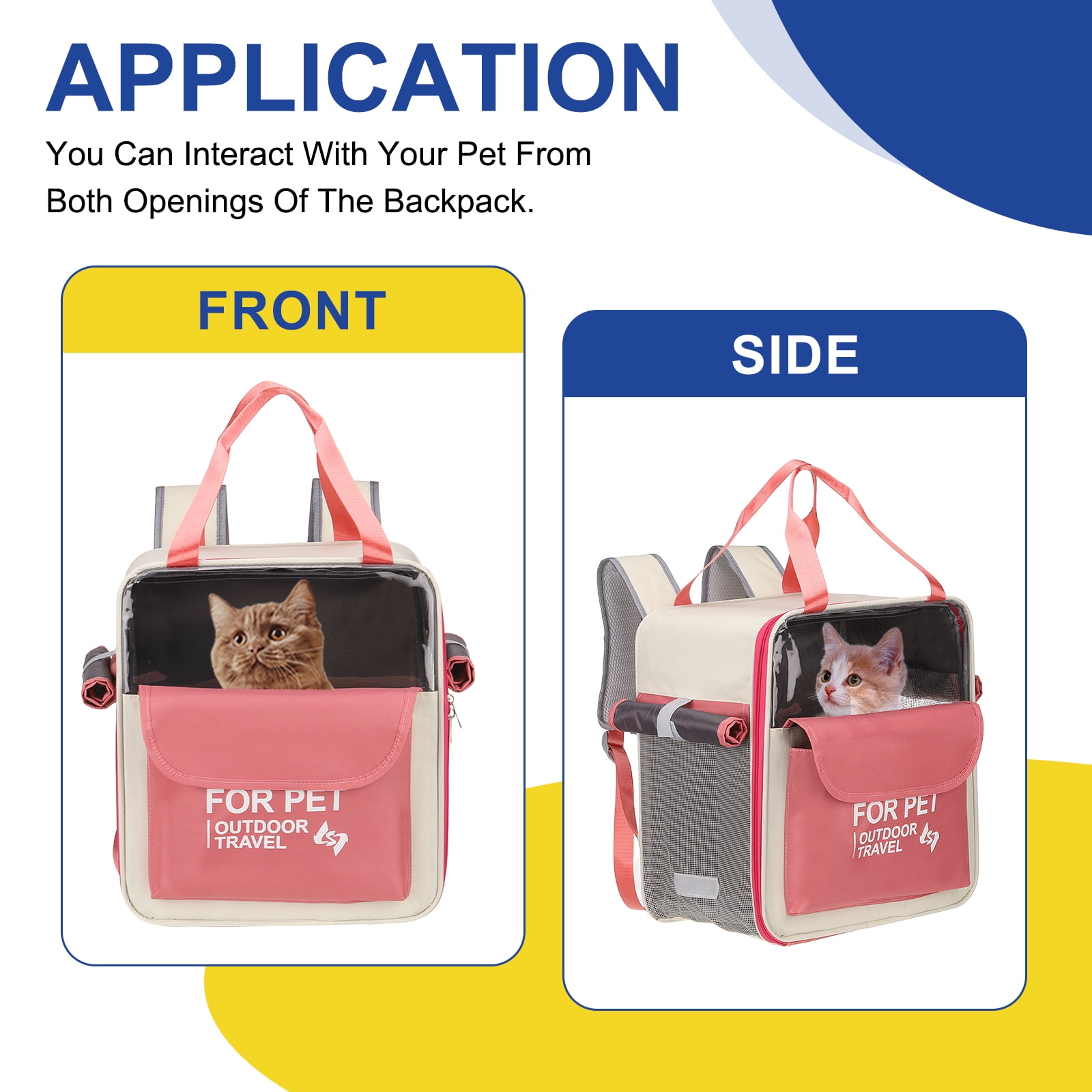 Uxcell Pet Backpack Carrier, Portable and Ventilated, Oxford Cloth, Dogs Cats and Small Animals Travel Bag 13.39", (Pink, 1 Pcs), Intended for Hiking / Camping / Traveling