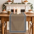 thumbnail image 2 of Brown Table Runner, Greek Chinese Style Cotton Linen Kitchen Table Decoration Washable Dining Tabletop Runners for Home Party Decor 18x72 Inches, 2 of 9