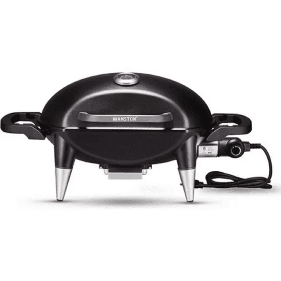 VANSTON Table Top Electric Grill Indoor/Outdoor, 1500W Electric Barbecue Grill & Smoker, Black with Built-In Thermometer (No Stand)