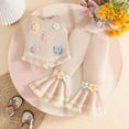 thumbnail image 2 of RMGVDSD Toddler Baby Girls Clothes Sleeveless Floral Tassels T Shirt Vest Tops Bell Bottom Pants Set Girl Summer 2 Piece Outfits 12-18 Months, 2 of 4