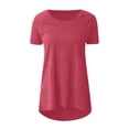 thumbnail image 4 of CHOK Hauts pour Femmes T-Shirts à Manches Courtes pour Femmes Liquidation Couleur Unie Grande Taille Tendance Été Coupe Décontractée T-Shirts Chemises Décontractées Col Rond Chemises Fluides Blouses Hauts Noir G, 4 of 5