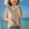 thumbnail image 5 of Loopsun Boys Girls Summer Tshirts, Boys and Girls Solid V Neck Short Sleeve Knit Tops Rose Gold 14-15 Years, 5 of 5