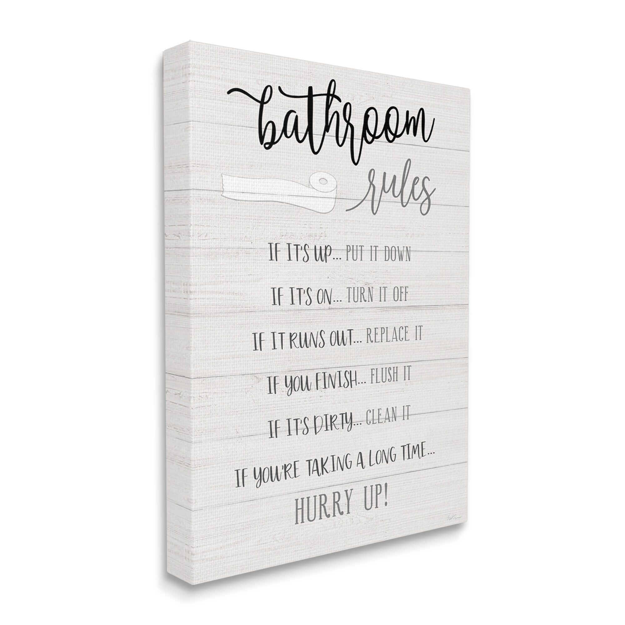 Stupell Industries Bathroom Rules Toilet Paper Sign Country Plank Pattern, 16 x 20, Design by Natalie Carpentieri