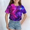 thumbnail image 2 of Tkrady Kids Girls Summer New Crewneck Starry Sky Pattern Short Sleeve Tshirt Top, Sizes 3-13 Years, 2 of 5