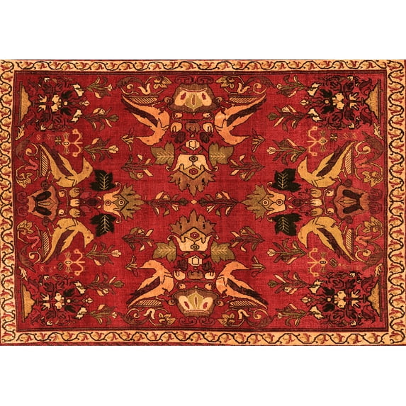 Ahgly Company Indoor Rectangle Animal Orange Traditional Area Rugs, 3' x 5'