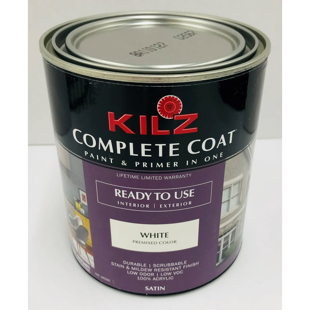 KILZ Complete Satin Coat Paint & Primer in One, White, 1