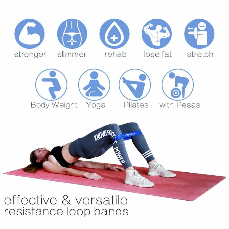 INMAKER Resistance Workout Bands with Instruction eBook Videos Manual and Carry Bags Exercise Bands for Legs and Butt Set of 5 Funda Rec for Beginner Walmart