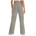 thumbnail image 4 of CPNG Girls' Fashion Cargo Pants Elastic Waist Wide Leg Baggy Casual Cargo Sweatpants Multi-Pocket Jogger(Light Ashy,8-9 Years), 4 of 7
