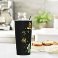 thumbnail image 5 of 20oz Tumbler With Lid And Straw, Gold And Brass Butterflies Vacuum Insulated Iced Coffee Mug Reusable Travel Cup Stainless Steel Water Bottle, 5 of 6