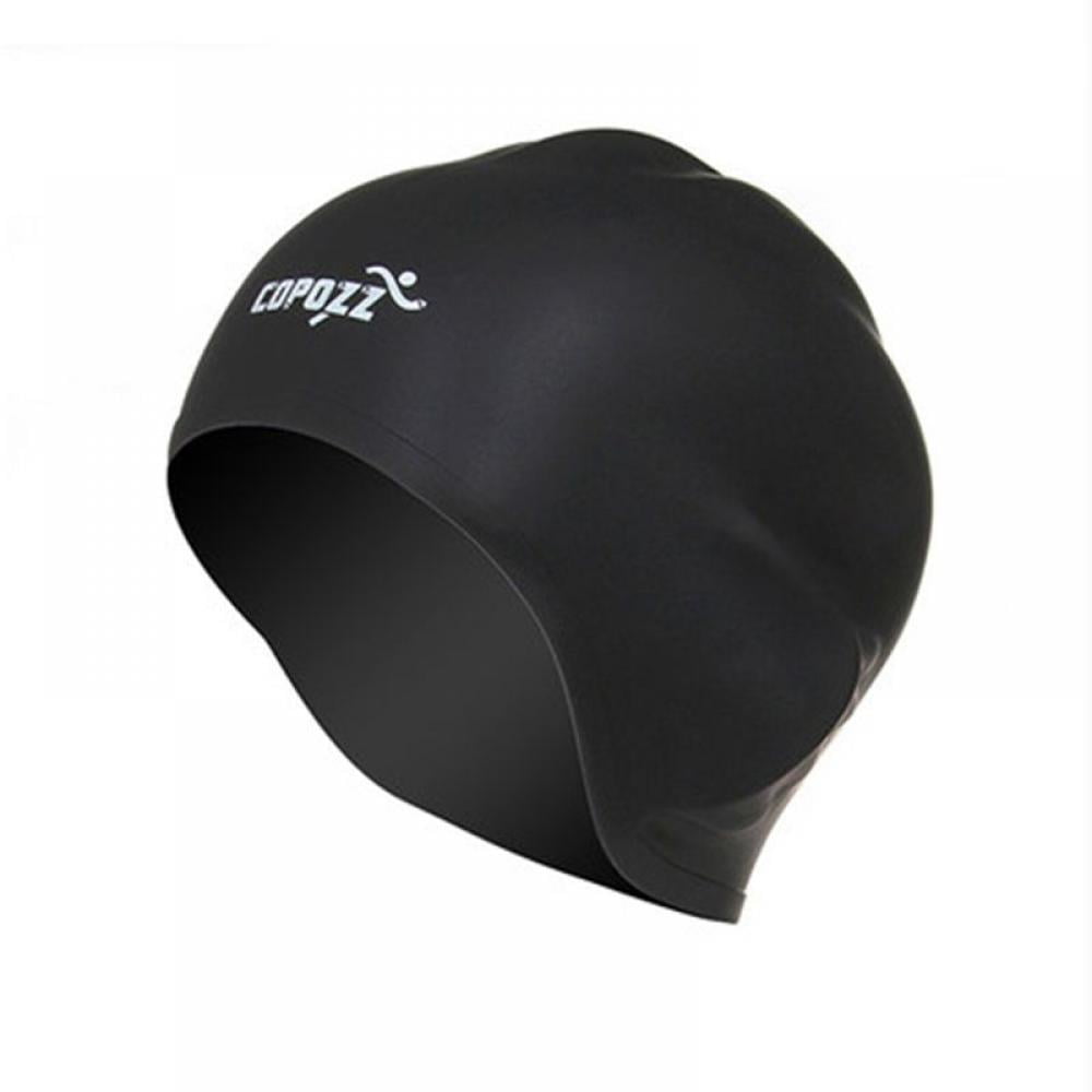 Swim Cap Waterproof Silicone Swim Pool Hat For Adult Men Long Hair Women BLU T2 