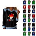 thumbnail image 1 of Mardi Gras Chemises à Manches Longues pour Femmes 2026 Mode Denim Patchwork Col à Revers Chandail en Molleton Graphique, 1 of 2