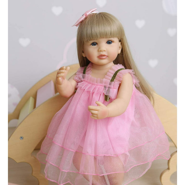 RXDOLL Realistic Baby Reborn Dolls Silicone Full Body Girl 22 inches Reborn  Toddler Washable Baby Dolls That Look Real Lifelike Baby Dolls with Pink