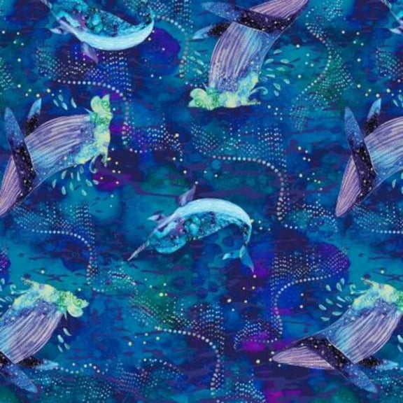 Arctic Wonder Arctic Whale Watch Metallic Cotton Fabric