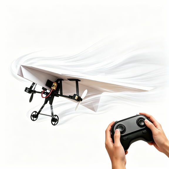 Hotfree RC Paper Airplane Kit, Remote Control Plane with Gyro Stabilizer & Dual Propellers, DIY Foldable Flying Toy, Easy-to-Fly STEM Toy, Birthday Gift for Kids Boys & Adults