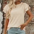 thumbnail image 2 of SHITINN Women's Floral Sleeve Hollow Out Round Neck T Shirt for Outdoor Home and Women Short Sleeve Tops Casual Womens Tops Tunic Tops, 2 of 5