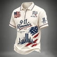 thumbnail image 3 of Men's 911 Memorial 25Th Anniversary Never Forget Patriot Day Polo Shirt Beige,XL, 3 of 5
