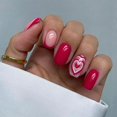 thumbnail image 1 of Uñas postizas adhesivas PEPFTG diseño corazón de San Valentín 24 piezas, 1 of 7