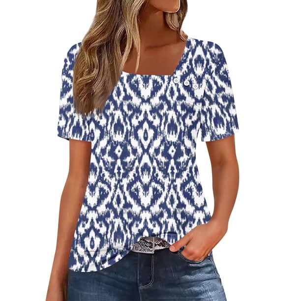 Usted Es Más Que una Camisa de Puntuación de Prueba, de Moda Casual Impreso Botón de Manga Corta Cuello en V para las Mujeres