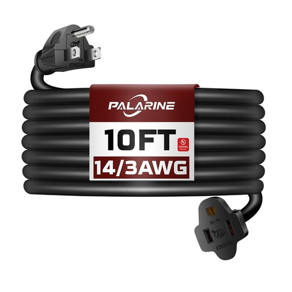Cable de extensión PALARINE de 3 m, negro, impermeable, calibre 14, 15 A, UL