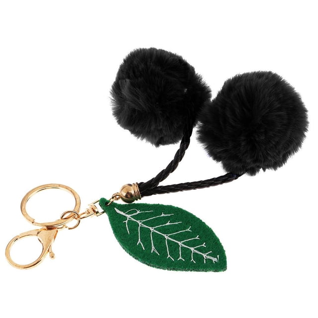 Colgantes Forma de Cereza Peluda de Piel Artificial para Decoración del Coche/Puerta/Teléfono/Bolsa Juguetes para Niños Negro