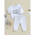 thumbnail image 3 of Bagilaanoe 2PCS Baby Girl Pants Set Toddler Letter Print Long Sleeve Sweatshirt Pullover Tops + Drawstring Sweatpants 6M 12M 18M 24M 3T 4T Kids Casual Sweatsuits, 3 of 9