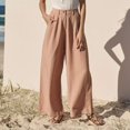 thumbnail image 1 of Casual 100% Linen Women'S Pants Vintage Elastic Waist Button Up Korean Fashion Harajuku Streetwear Wide Leg Trouser Pantalones zhangmengya LED, 1 of 1