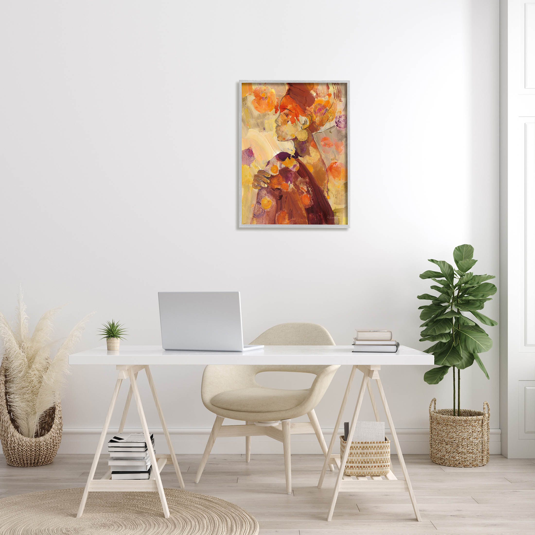 Stupell Industries Celebrate Beauty Modern Composition Painting Gray Framed Art Print Wall Art, Design by Albena Hristova