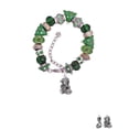 thumbnail image 2 of Silvertone Dragon with AB Crystal Eyes & Clear Ball Green Christmas Bead Bracelet, 2 of 4