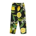 thumbnail image 5 of Xecao Lemon Fruits Flowers Leaves Women's Straight Lounge Pajama Pants: The Epitome of Relaxed Sleepwear, 5 of 9