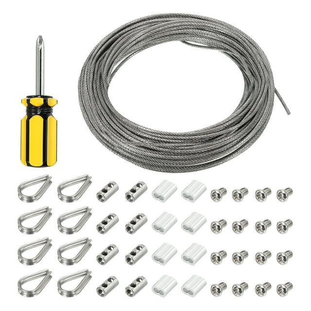 Unique Bargains 5/64' Wire Rope Kit, PVC Coated Stainless Steel Cable, 66ft