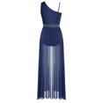 thumbnail image 5 of Kaerm Womens Sleeveless Lyrical Dance Dress Glittery Asymmetrical Shoulder Split Dress Modern Dancewear Navy Blue S, 5 of 7