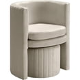 thumbnail image 4 of Pemberly Row Modern Velvet Accent Chair and Ottoman Set in Cream, 4 of 10