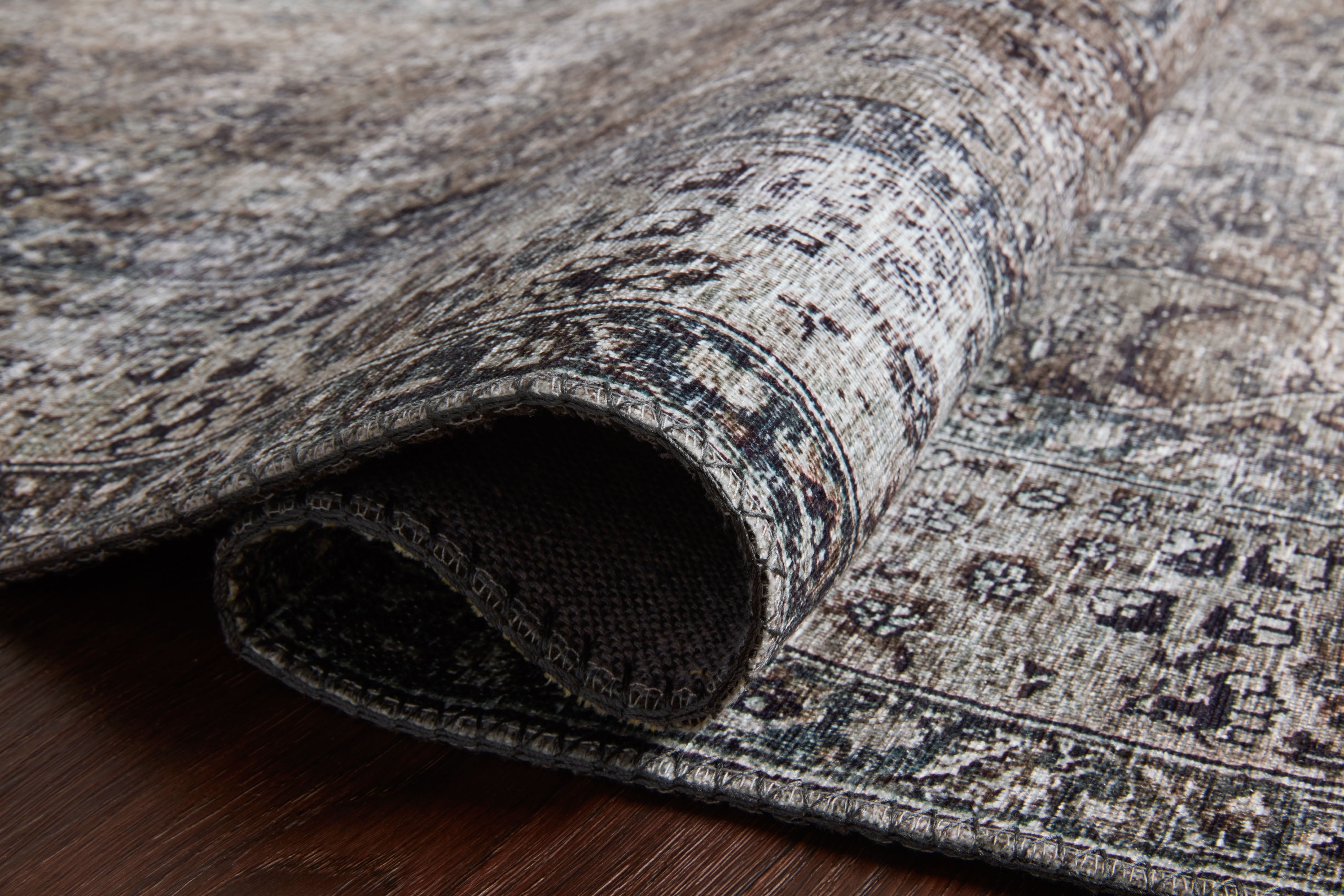 Loloi Layla Printed Oriental Distressed Taupe / Stone Area Rug
