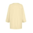 thumbnail image 4 of DENGDENG Womens 3/4 Sleeve Tops Plus Size Summer Elbow Tshirts Casual Crew Neck Button Down Tunic Tops Petite Three Quarter Length Blouses Trendy Loose Clothes Complexion 3XL, 4 of 5