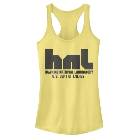 Netflix Junior's Stranger Things Hawkins National Lab Logo Racerback Tank Top Banana Large