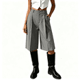 thumbnail image 2 of Asgosdo Bermuda Shorts for Women High Waisted Button Knee Length Casual Business Dress Shorts with Pockets, 2 of 6
