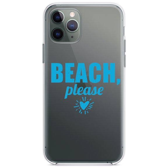 DistinctInk Clear Shockproof Hybrid Case for iPhone 13 Pro MAX (6.7" Screen) - TPU Bumper Acrylic Back Tempered Glass Screen Protector - Beach, Please