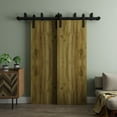 thumbnail image 2 of Sliding Modern Barn Bypass Doors 60 x 84 in - LUNO 1003 Antique Oak - Modern 6.6ft Rails Hardware Set - Wood Solid Bedroom Wardrobe Doors, 2 of 5