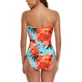 thumbnail image 5 of RELLECIGA Women's Floral Bandeau Ruched One Piece Swimsuit Tummy Control Sexy Strapless One Piece Bathing Suit with Removable Straps, 5 of 7