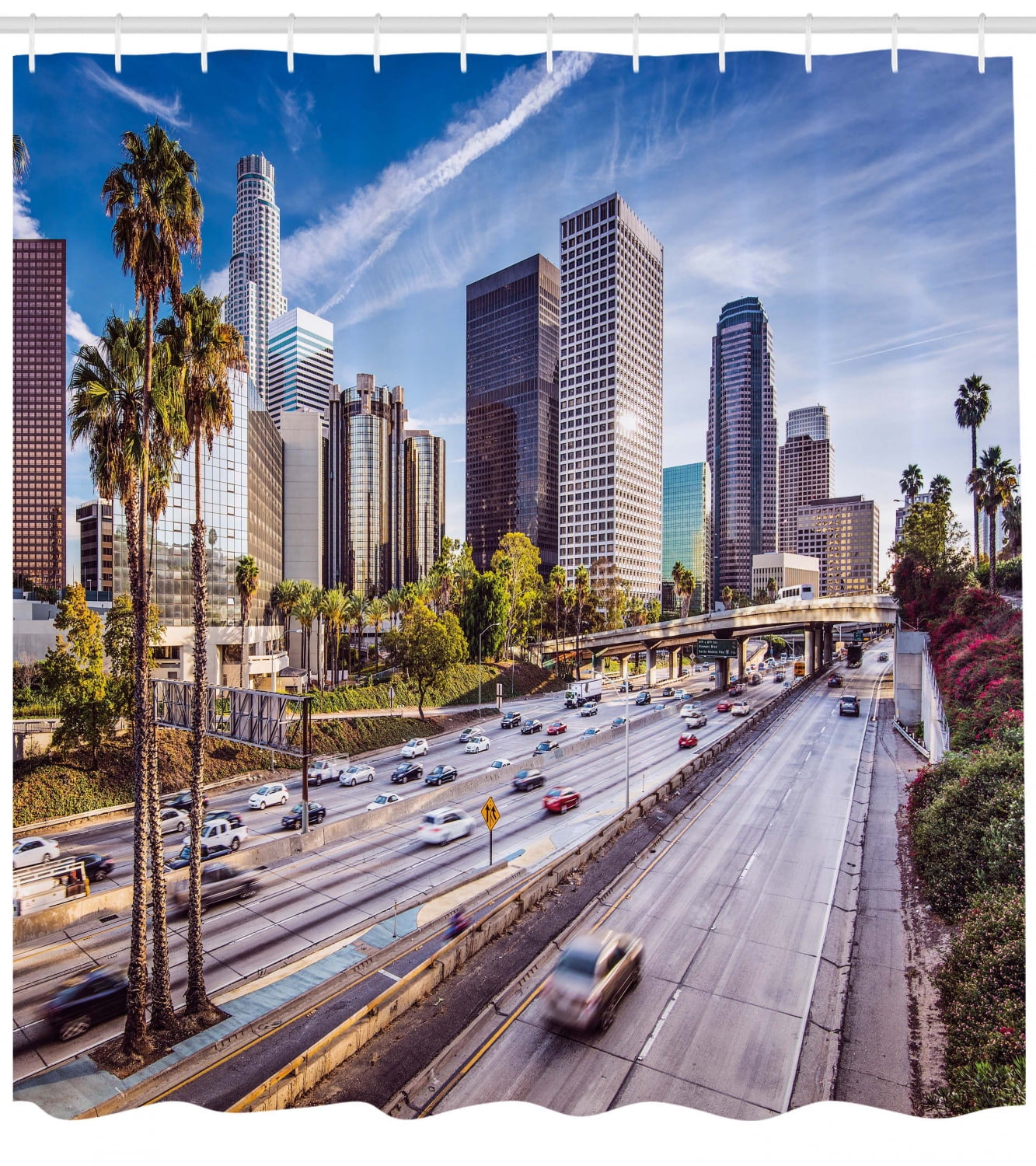Travel Shower Curtain Downtown Cityscape Of Los Angeles