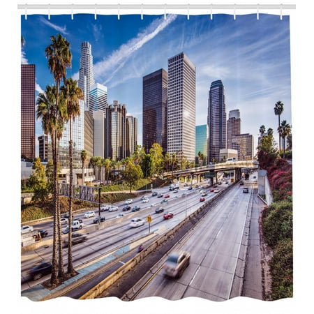 Travel Shower Curtain Downtown Cityscape Of Los Angeles