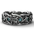 thumbnail image 3 of Trayknick Ring Silver Plated Faux Topaz Inlaid Wolf Design Luxury Men Ring for Party, 3 of 10