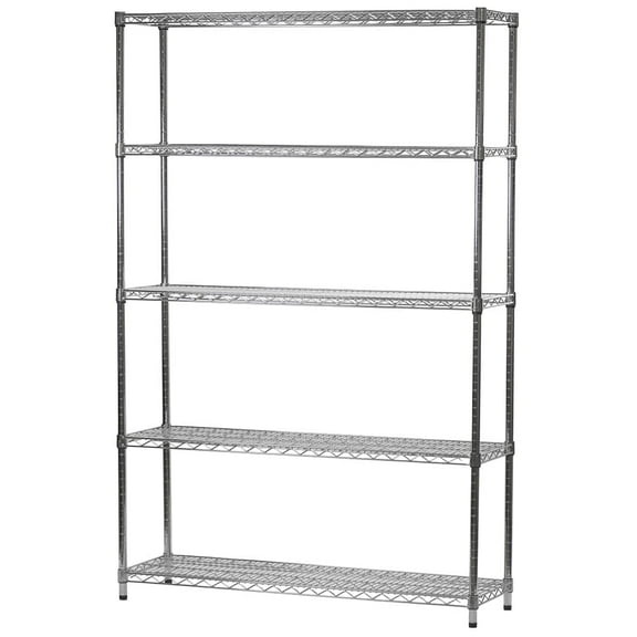 Shelving Inc. 14" d x 48" w x 54" h Chrome Wire Shelving with 5 Tier Shelves, Weight Capacity 800lbs Per Shelf