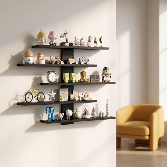 Manga Shelf, Sturdy 5-Tier Wall Mounted Display Rack – Space-Saving Organizer for Anime Figurines, Books, Vases & Plants, Dorm & Fall Decor