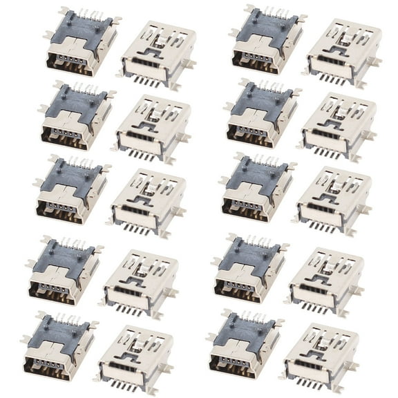 20 Pcs USB 5P Female 5 Pin Jack Socket Surface Mount Device Connectors Adapter