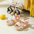 thumbnail image 5 of LNMQLPDBS Shoes for Girls Toddler Girl Sandals Summer Waterproof Floral Decoration Color Block Soft Sole Comfort Beach Sandals Casual Cute Dress Shoes Flower Girl Shoes for Wedding, 5 of 5