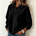 thumbnail image 3 of Tbopshirt Sweatshirts for Women Solid Color Shirt Lapel Patchwork Hoodie Sweatshirt V-Neck Long Sleeve Loose Casual Pullover with Collar Flap Flap Sports Top Hoodie,S-3XL, 3 of 8