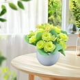 thumbnail image 4 of Tahtuvzn Room Decor 5.91x4.72x4.72" Decorative Fake Flowers Simulation Dried Indoor Home Furnishings Dining Table Arrangements Living Room Plastic Bouquet TV Cabinet Potted Plants, Green, 4 of 6