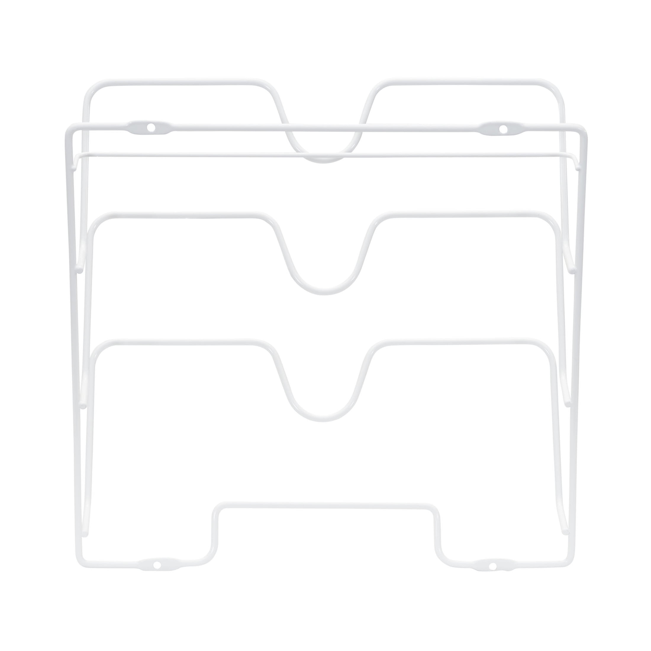 Household Essentials Oversized Cabinet Door Lid Holder, 3 Slots, Steel Wire Frame, White Powder Coating, Easy Installation, Hardware Included, Great for Larger Skillet Lids or Paper Bags