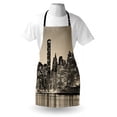 thumbnail image 3 of New York Apron Manhattan Skyline at Night East River Panoramic Famous City Urban Life in USA, Unisex Kitchen Bib Apron with Adjustable Neck for Cooking Baking Gardening, Sepia Black, by Ambesonne, 3 of 3